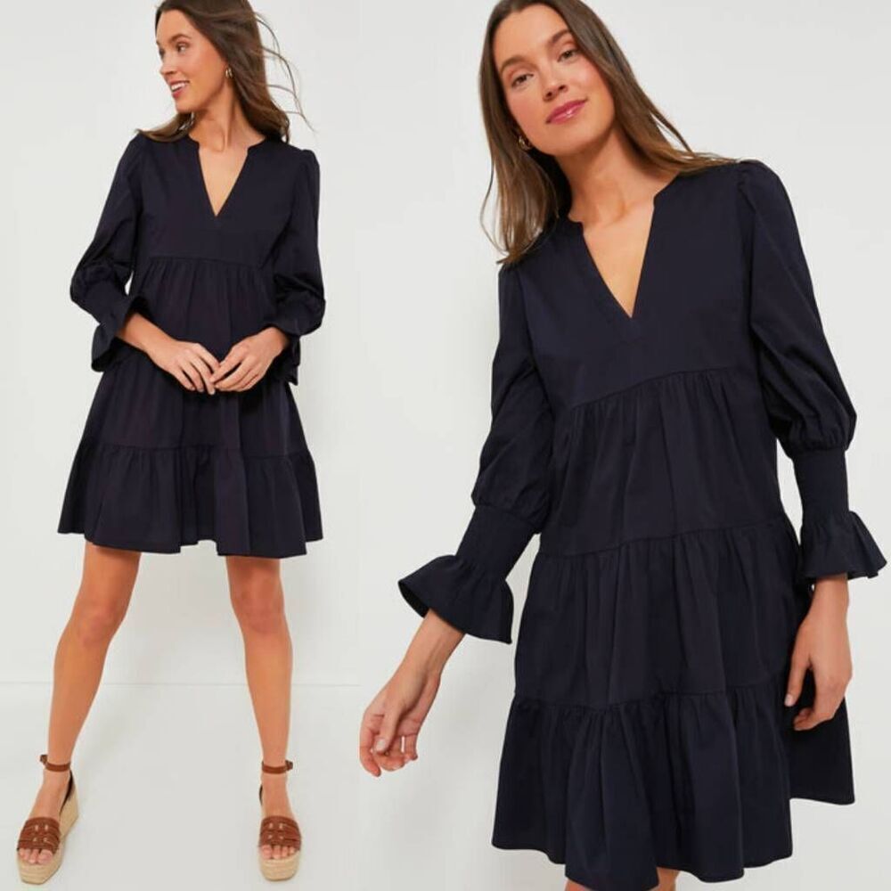 Tuckernuck Pomander Place Navy Cotton Poplin Kenzo Dress XS